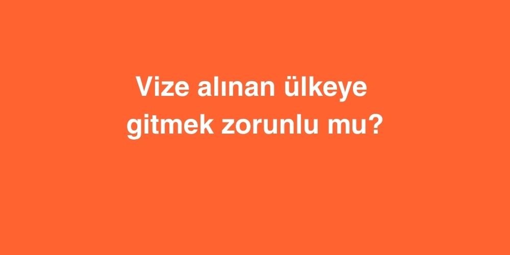 Vize Alinan Ulkeye Gitmek Zorunlu Mu