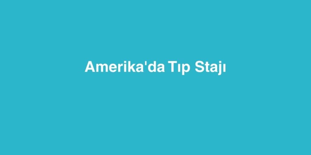 Amerikada Tip Staji 1