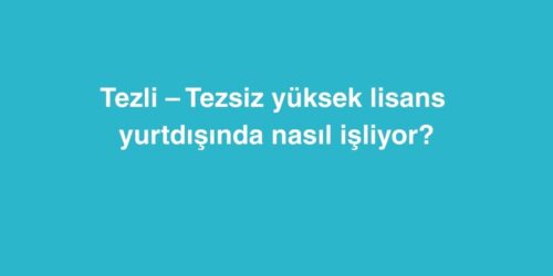 Tezli – Tezsiz Yuksek Lisans Yurtdisinda Nasil Isliyor