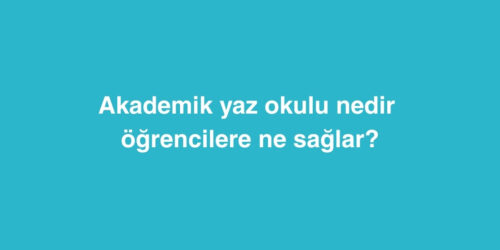 Akademik Yaz Okulu Nedir ve Ogrencilere Ne Saglar