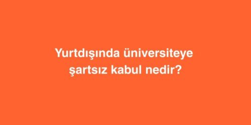 Yurtdisinda Universiteye Sartsiz Kabul Nedir