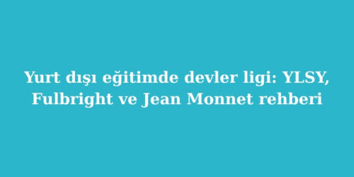Yurt Disi Egitimde Devler Ligi YLSY Fulbright ve Jean Monnet Rehberi
