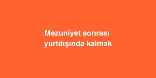 Mezuniyet Sonrasi Yurtdisinda Kalmak