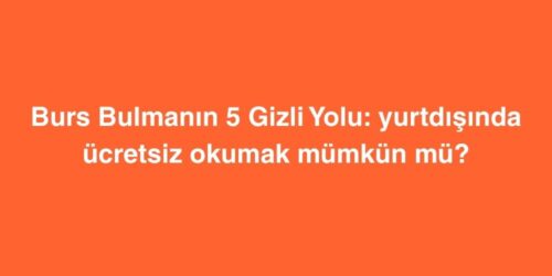 Burs Bulmanin 5 Gizli Yolu Yurtdisinda Ucretsiz Okumak Mumkun mu