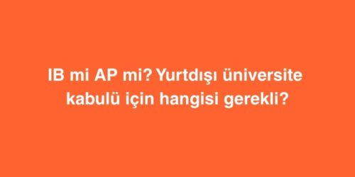 IB mi AP mi Yurtdisi Universite Kabulu Icin Hangisi Gerekli