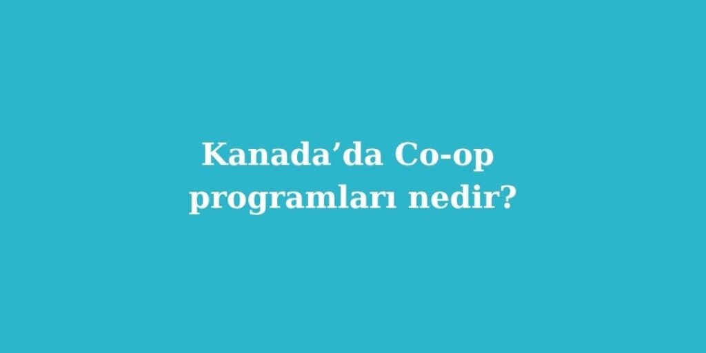 Kanadada Co op Programlari Nedir