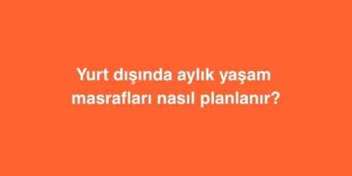 Yurt Disinda Aylik Yasam Masraflari Nasil Planlanir